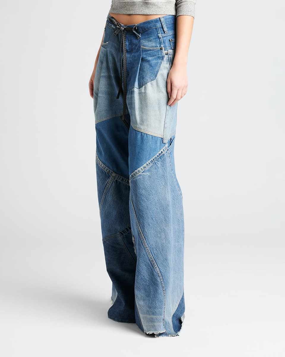 Patchwork Wide-Leg Denim Pants